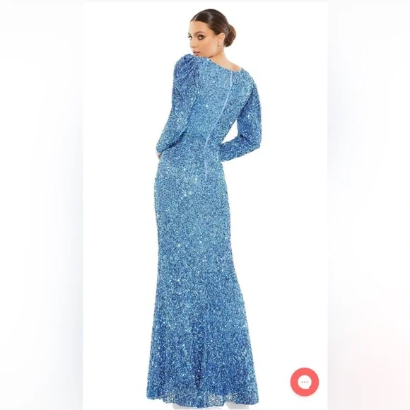 Puff shoulder sequined surplice gown - Picture 2 of 3